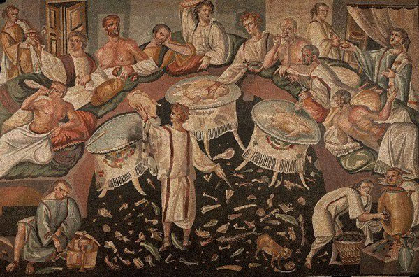 Мозаїка із зображенням обіду давніх римлян