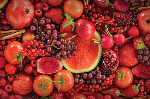 Червоні овочі та фрукти