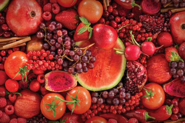 Червоні овочі та фрукти